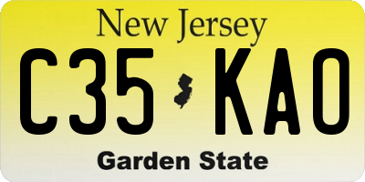 NJ license plate C35KAO