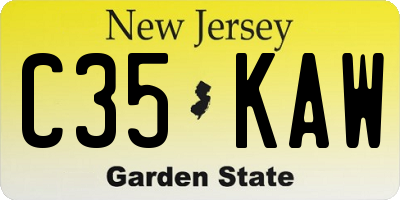 NJ license plate C35KAW