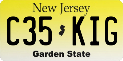 NJ license plate C35KIG
