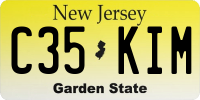 NJ license plate C35KIM
