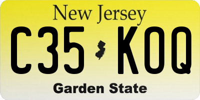 NJ license plate C35KOQ