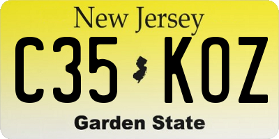 NJ license plate C35KOZ