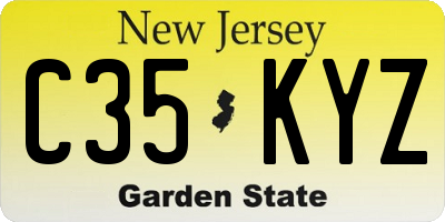 NJ license plate C35KYZ