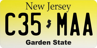 NJ license plate C35MAA