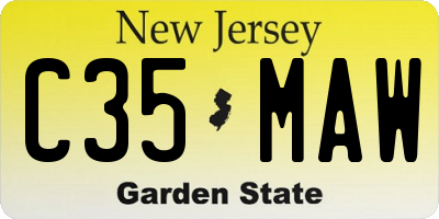 NJ license plate C35MAW