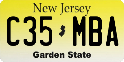 NJ license plate C35MBA