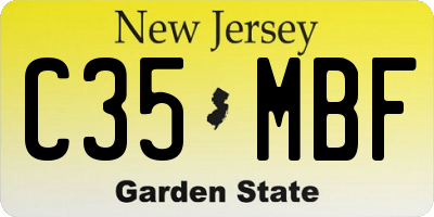 NJ license plate C35MBF
