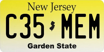 NJ license plate C35MEM