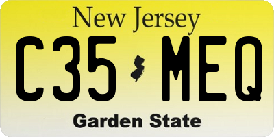 NJ license plate C35MEQ