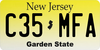 NJ license plate C35MFA