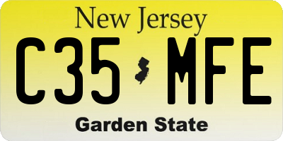 NJ license plate C35MFE