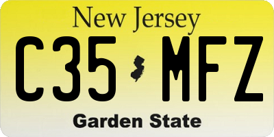 NJ license plate C35MFZ