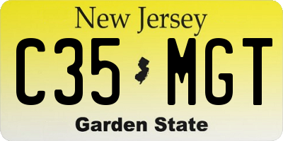 NJ license plate C35MGT