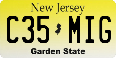NJ license plate C35MIG