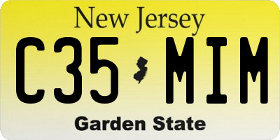 NJ license plate C35MIM