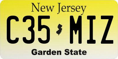 NJ license plate C35MIZ