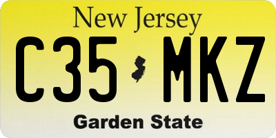 NJ license plate C35MKZ