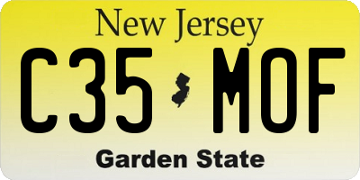 NJ license plate C35MOF