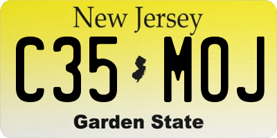 NJ license plate C35MOJ