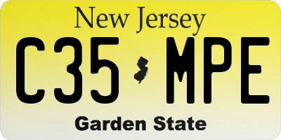 NJ license plate C35MPE