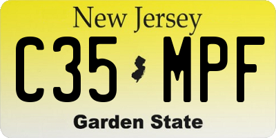 NJ license plate C35MPF