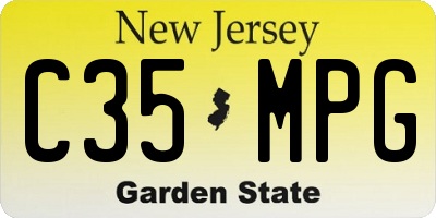 NJ license plate C35MPG