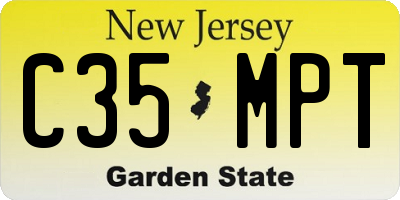 NJ license plate C35MPT
