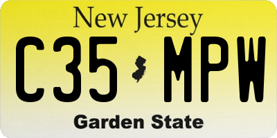 NJ license plate C35MPW