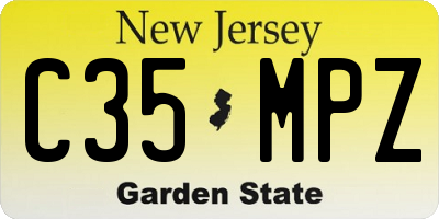 NJ license plate C35MPZ