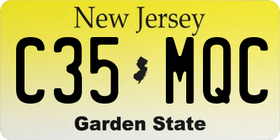 NJ license plate C35MQC