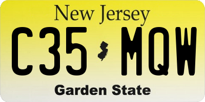 NJ license plate C35MQW