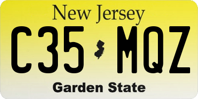 NJ license plate C35MQZ