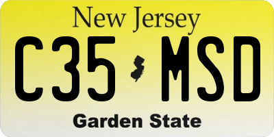 NJ license plate C35MSD
