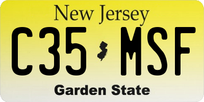NJ license plate C35MSF