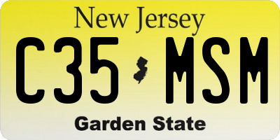 NJ license plate C35MSM