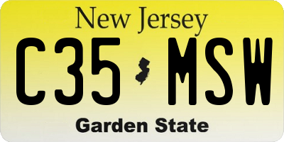 NJ license plate C35MSW