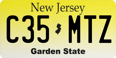 NJ license plate C35MTZ
