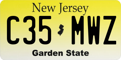 NJ license plate C35MWZ