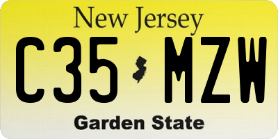 NJ license plate C35MZW