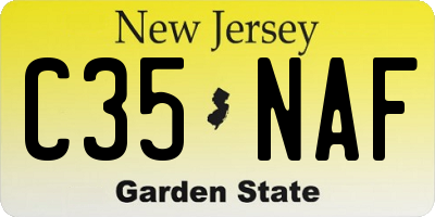 NJ license plate C35NAF