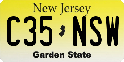 NJ license plate C35NSW