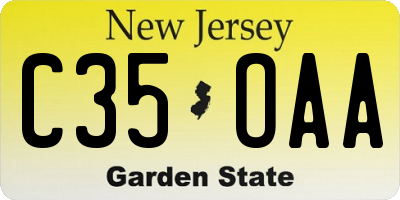 NJ license plate C35OAA