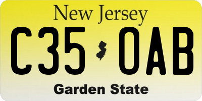 NJ license plate C35OAB