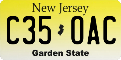 NJ license plate C35OAC