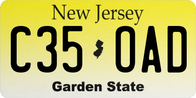 NJ license plate C35OAD