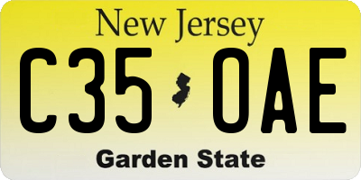 NJ license plate C35OAE