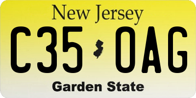 NJ license plate C35OAG
