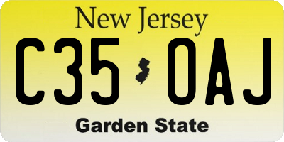 NJ license plate C35OAJ