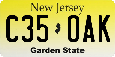 NJ license plate C35OAK