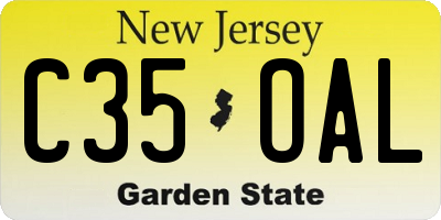NJ license plate C35OAL